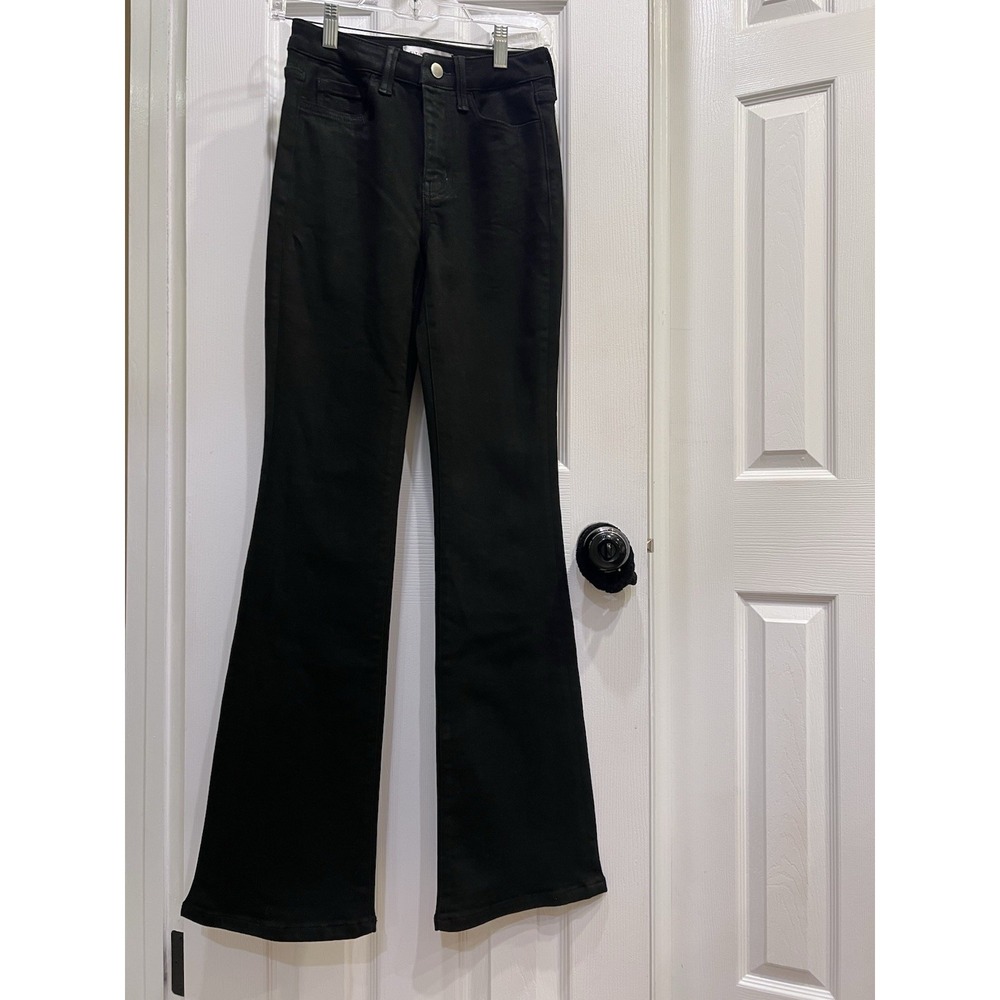 Size 24 HIGH RISE FULL LENGTH COATED BOOTCUT JEANS Flying Monkey Black